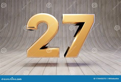 Golden Number 27 on Wooden Floor. Stock Illustration - Illustration of gold, wood: 174445070