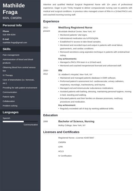 Medical Surgical Nurse Resume Sample [Job Description Tips]