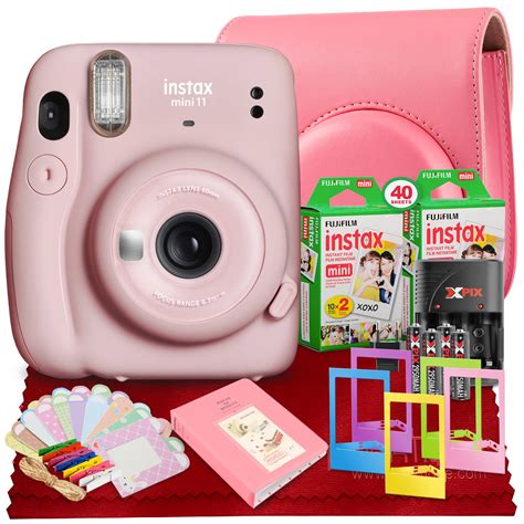 FUJIFILM INSTAX Mini 11 Instant Film Camera (Blush Pink) with Fujifilm Instax Mini Twin Film (40 ...