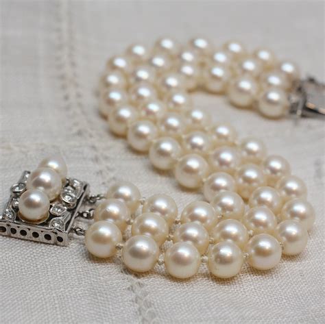 Circa 1950's 14k pearl & diamond multi-strand bracelet – Pippin Vintage ...