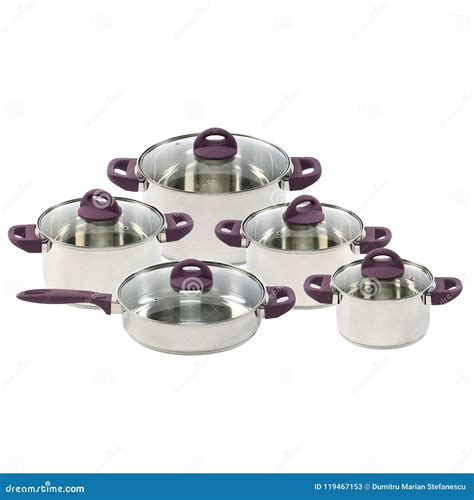 Stainless Steel Pots and Pans Stock Image - Image of metal, equipment: 119467153