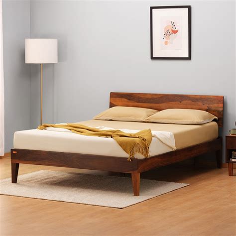 Buy Sheesham Wood King Size Bed Brown Color | Sleepyhead