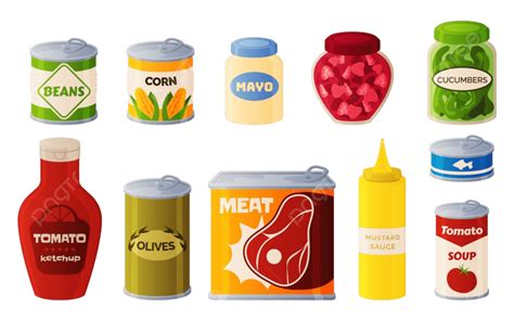 Canned Food Vector PNG Images, Canned Food Supermarket Can Sauce ...