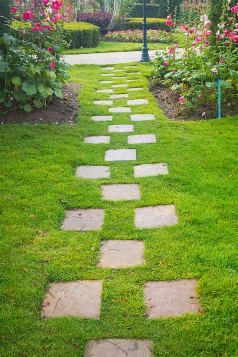 Pathway in garden stock photo. Image of landscaped, grass - 37660200