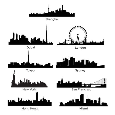 big city skylines on white 7330623 Vector Art at Vecteezy