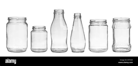 set of empty jar isolated on white background Stock Photo - Alamy