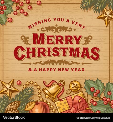 Merry christmas vintage card Royalty Free Vector Image