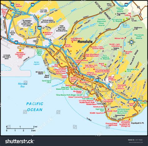 Honolulu, Hawaii Area Map Stock Vector Illustration 139178081 ...