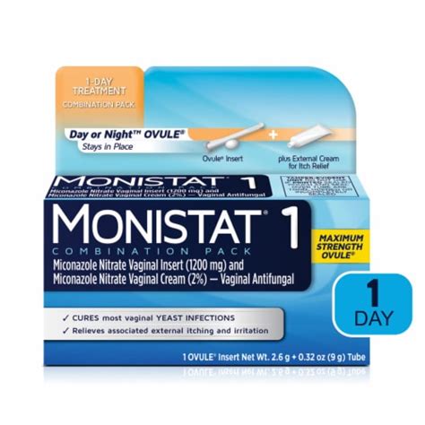 Monistat One-Day Maximum Strength Yeast Infection Treatment Ovule Insert & External Itch Cream ...