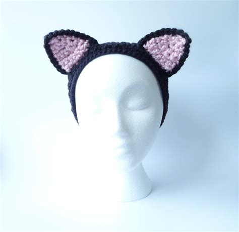 Headband Ear Warmer Crochet Pattern Cat Ears Headband Earwarmer Cosplay Cat Ears Cat Costume Cat ...