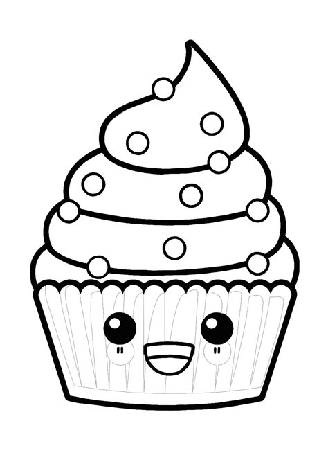 You can find here 2 free printable coloring pages of kawaii cupcake ...