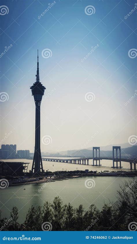 Macau Tower Urban Skyline and Taipa Bridge in Macao China Editorial Photography - Image of ...