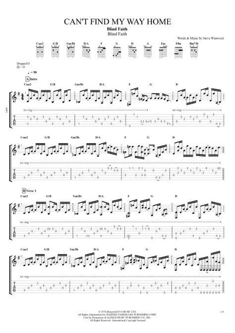 Can't Find My Way Home by Blind Faith - Full Score Guitar Pro Tab ...