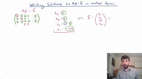 Writing solutions to Ax=b in vector form - YouTube