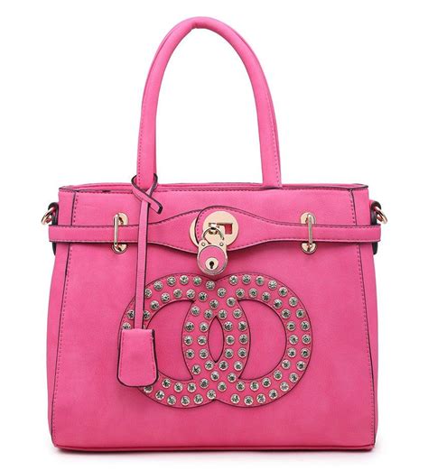 Pink Designer Handbag With Diamante Gemstones | Handbag, Michael kors hamilton, Bags