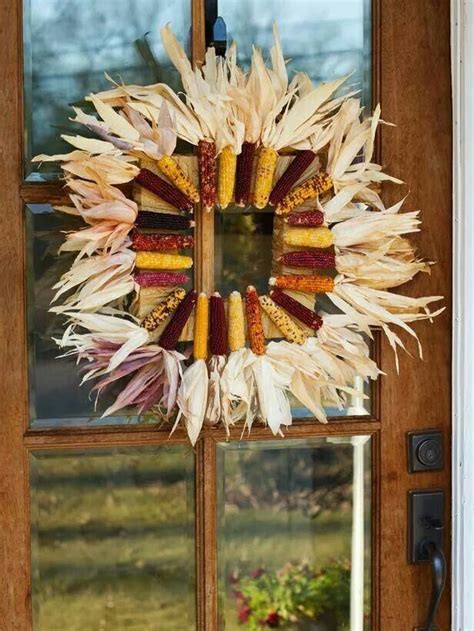 Indian corn wreath | Fall wreaths, Indian corn wreath, Corn husk wreath