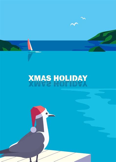 Christmas vacation poster stock illustration. Illustration of beach - 104350136