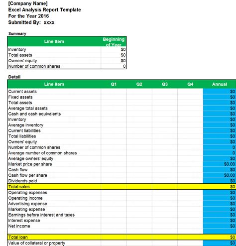 Excel Analysis Report Template – Excel Word Templates