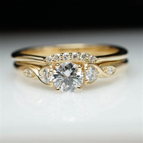 Vintage Antique Style Diamond Engagement Ring & Wedding Band Set ...