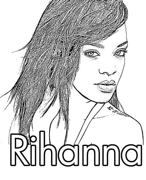 Rihanna coloring page, sheet, image to print or download