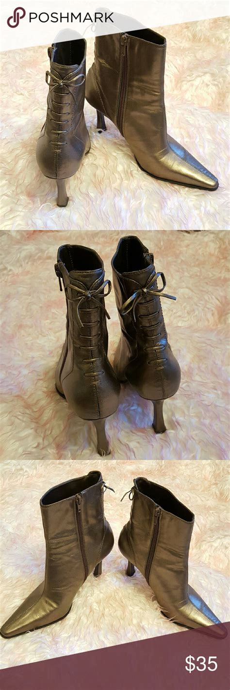 Nine West boots w/ heel and lace up detail | Boots, Bronze heels, Heeled boots