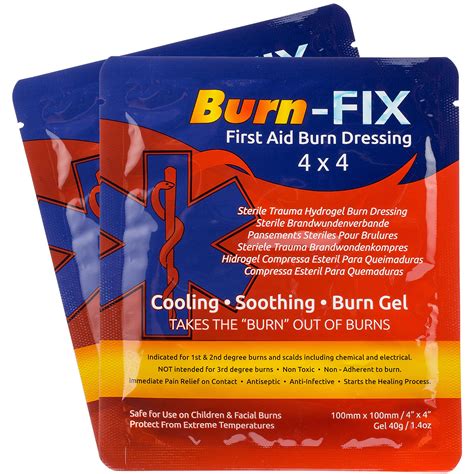 Burn-FIX- 2 Pack-Burn Gel Dressing 4" X 4" Burn Care-First Aid ...