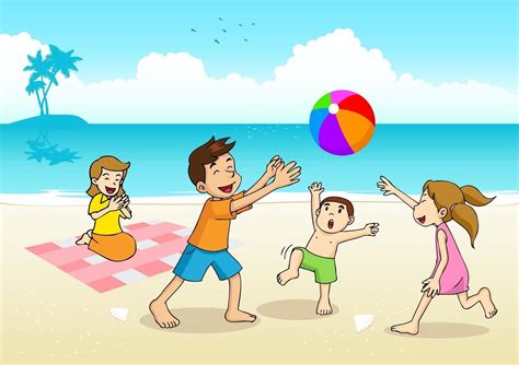 Cartoon illustration of a family having a picnic at the beach 2060776 Vector Art at Vecteezy