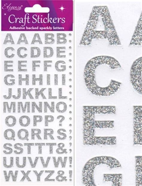 Silver Glitter Alphabet Capital Letter Craft Stickers - Etsy UK