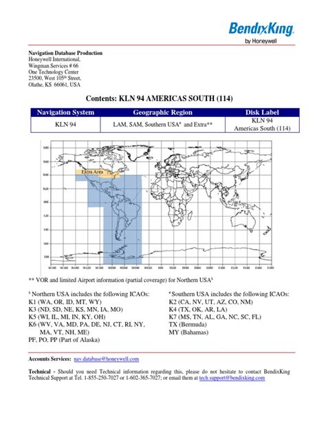 Contents: KLN 94 AMERICAS SOUTH (114) : Navigation System Geographic Region Disk Label | PDF