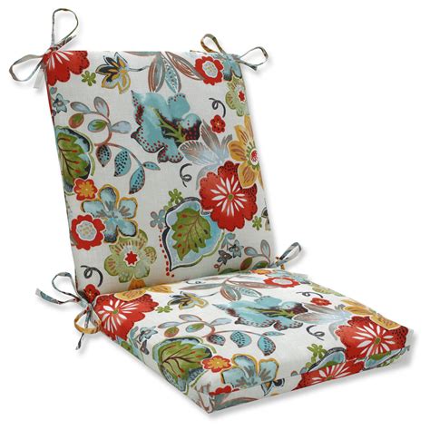 36.5” Baby Blue and Red Floral Outdoor Patio Chair Cushion with Ties - Walmart.com - Walmart.com