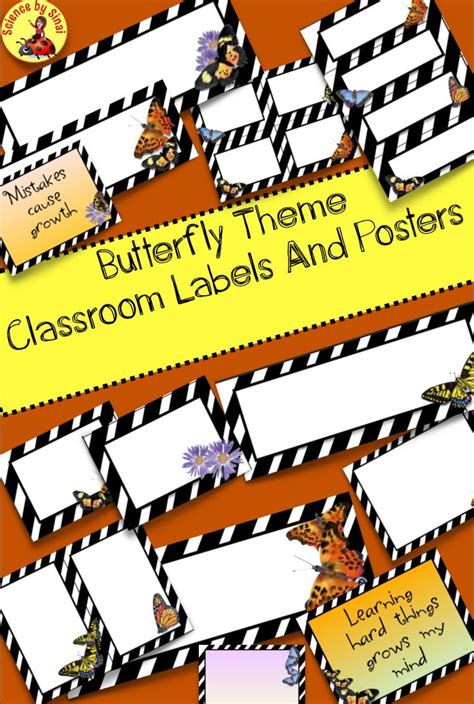 EDITABLE Classroom Decor Labels and Posters BUTTERFLY THEME Task cards, Stations | Middle school ...