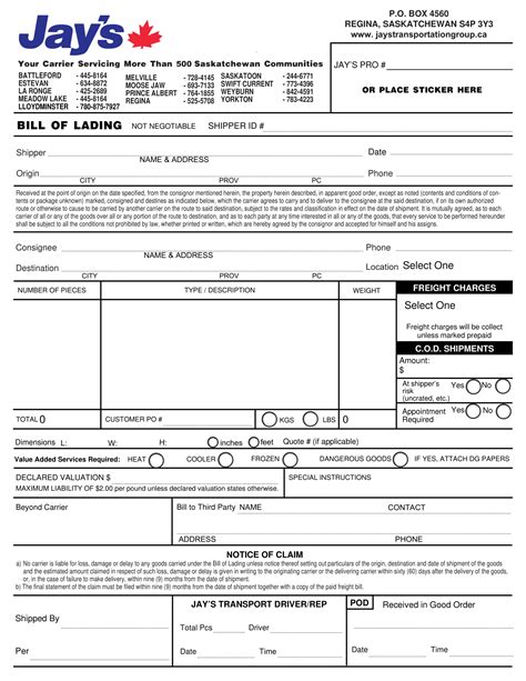 Transport Bill of Lading - 10+ Examples, Format, Pdf