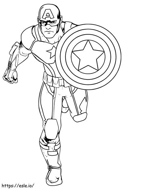 Captain America Running coloring page