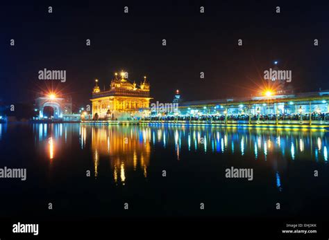 Golden Temple (Harmandir Sahib also Darbar Sahib) at night. Amritsar. Punjab. India Stock Photo ...