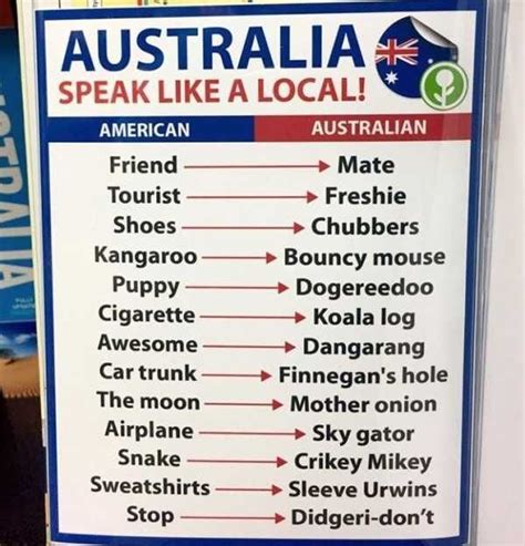 Pin by Michelle Tonge on Silliness | Australian english, Australia slang, Australian slang