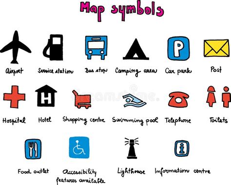 Map symbols stock vector. Illustration of post, information - 6021340