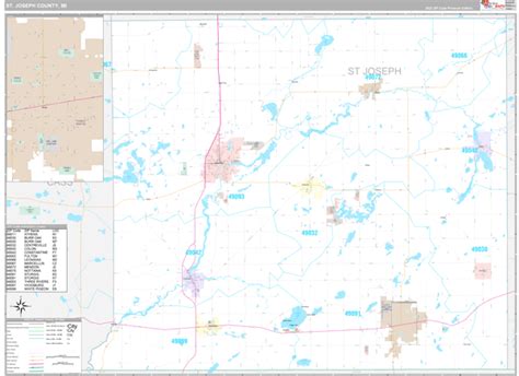 St. Joseph County Wall Map - Premium - MarketMAPS