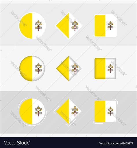 Vatican city flag icons set flag of city Vector Image