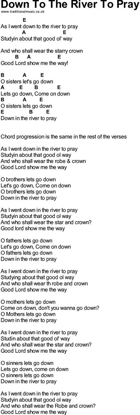 Bluegrass songs with chords - Down To The River To Pray