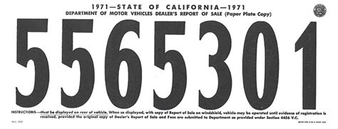 Printable Temporary License Plate California