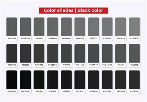 Black white and grey color shades with RGB HEX for textile, fashion design, paint 15806685 ...