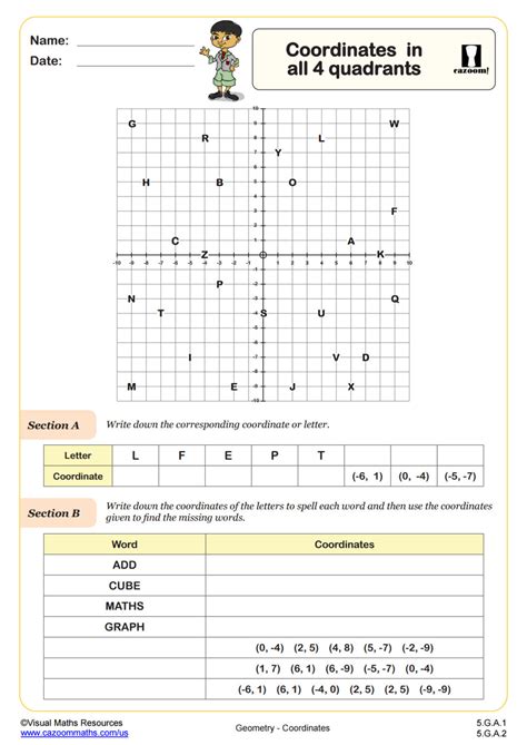 quadrants worksheet math practice myschoolsmathcom - naming quadrants ...