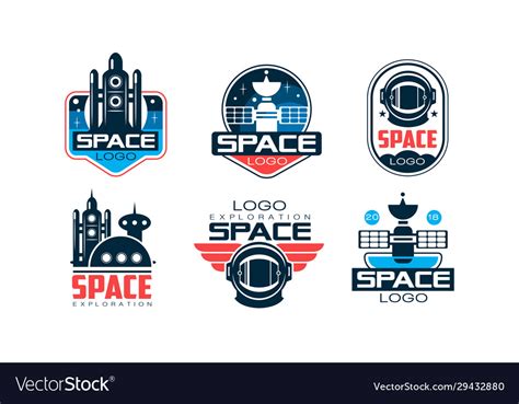 Space logo design templates collection Royalty Free Vector