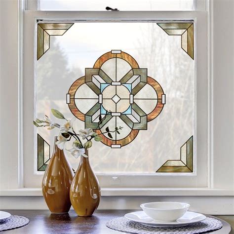 Artscape 12 in. x 12 in. Newport Amber Medallion Decorative Window Film 02-3714 - The Home Depot ...