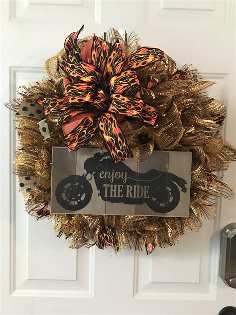 Motorcycle wreath | Crafts, Wreaths, Craft outlet