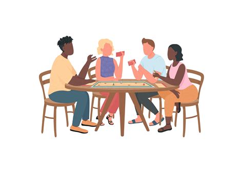 Friends playing board games flat color vector faceless characters By ntl-studio | TheHungryJPEG