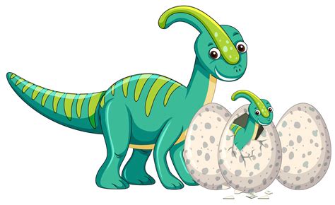 Adult dinosaur and baby dinosaur hatching egg 418935 Vector Art at Vecteezy