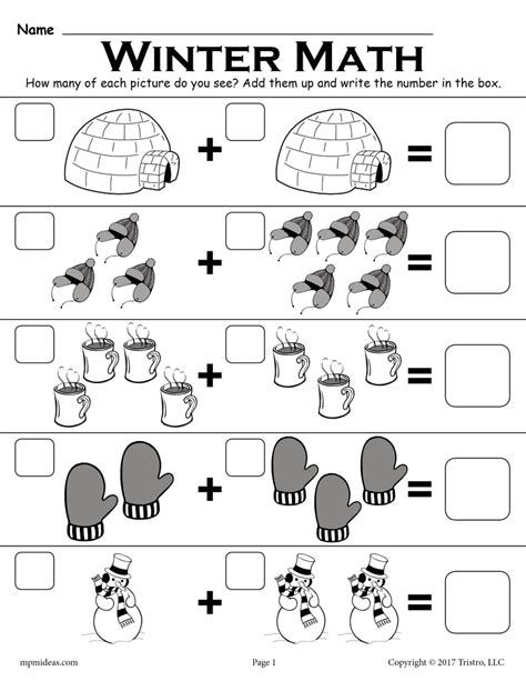 FREE Winter Themed "Addition With Pictures" Math Worksheet! – SupplyMe