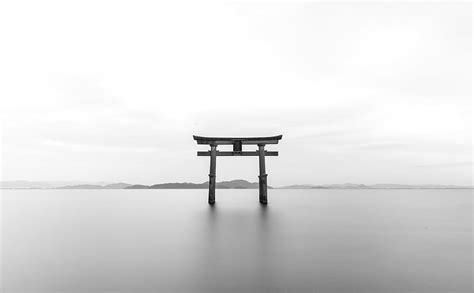 1440x900px | free download | HD wallpaper: Torii Black and White, gray tori gate, Travel, Japan ...