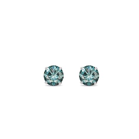 Blue diamond earrings in 14kt white gold | KLENOTA